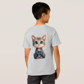 かわいい子猫がゲームコントローラーを握るゲーマー猫 Tシャツ (裏面フル)
