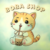 かわいい子猫がタピオカティーを飲んでいる ウィンドウサイン (シート3)
