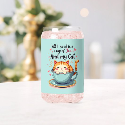 かわいい子猫がティーカップに入ったキュートでほっこりするアート ガラス缶 (インサイチュ (ウェディング))