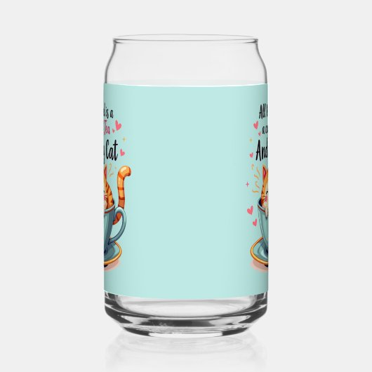 かわいい子猫がティーカップに入ったキュートでほっこりするアート ガラス缶 (右)