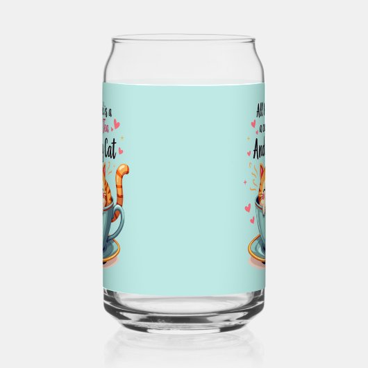 かわいい子猫がティーカップに入ったキュートでほっこりするアート ガラス缶 (左)