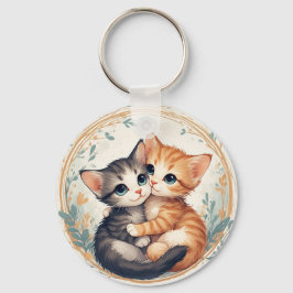 かわいい子猫がハグ キーホルダー