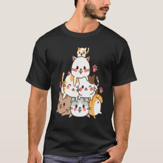 かわいい子猫が子猫のための壁を作って遊んでいます Tシャツ