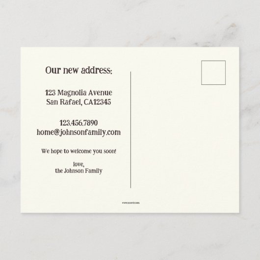 かわいい子猫が新しいアドレスを移動 案内ポストカード (裏面)