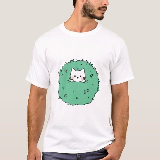 かわいい子猫が茂みに隠れている Tシャツ (正面)