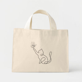 かわいい子猫が蝶と遊ぶ ミニトートバッグ