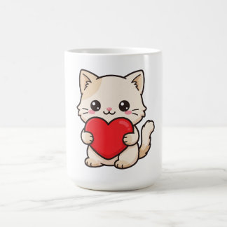かわいい子猫が赤いハートを持っている - 愛らしいカワイイCa コーヒーマグカップ