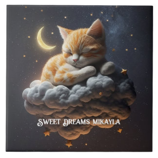かわいい子猫が雲の上で眠る タイル