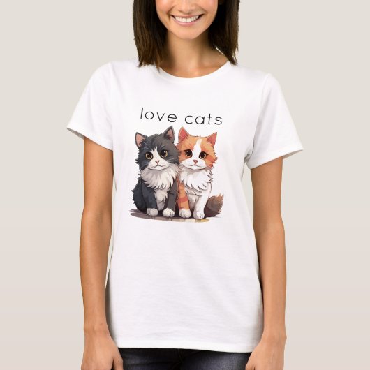 かわいい子猫が2匹 ネコ Tシャツ (正面)
