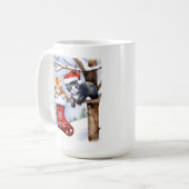 かわいい子猫たちクリスマスストッキングとサンタハット コーヒーマグカップ (正面左)