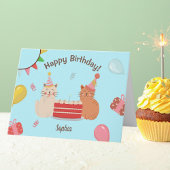 かわいい子猫たちブルーの誕生日パーティー カード