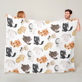 かわいい子猫たちプリント フリースブランケット