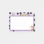 かわいい子猫たち爪付き紫色4" x 3" ポストイット (正面)