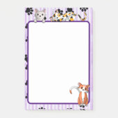 かわいい子猫たち爪付き紫色4" x 6" ポストイット (正面)