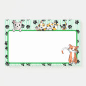 かわいい子猫たち10"x6"かわいいグリーン色 ポストイット (正面)