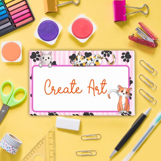 かわいい子猫たち10"x6"と手で美しいピンク色 ポストイット