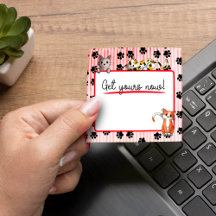 かわいい子猫たち3" x 3"手のひら赤い色