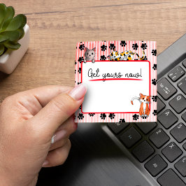 かわいい子猫たち3" x 3"手のひら赤い色 ポストイット