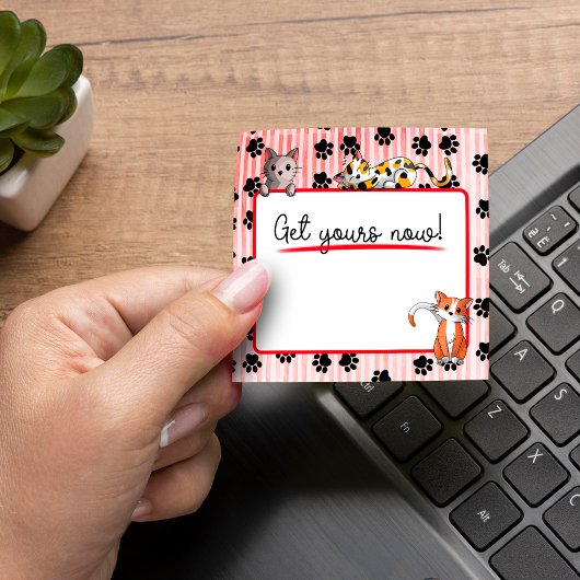 かわいい子猫たち3" x 3"手のひら赤い色 ポストイット