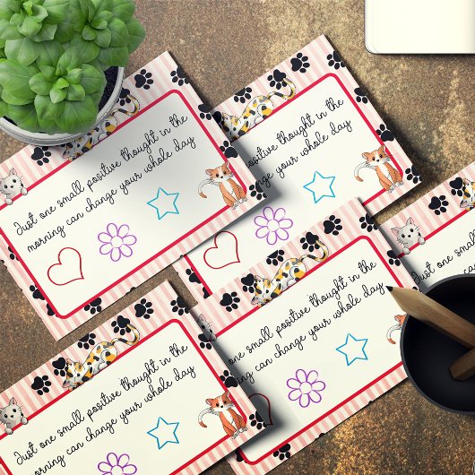 かわいい子猫たち、手のひら付きの美しい赤い色4" x 3" ポストイット