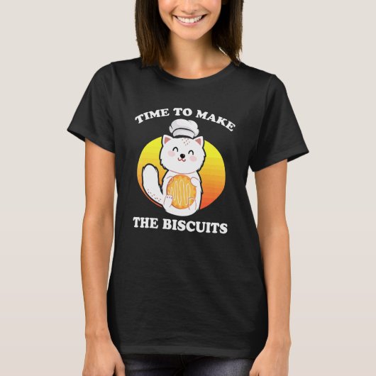 かわいい子猫でビスケット猫の世界を作る時間 Tシャツ (正面)