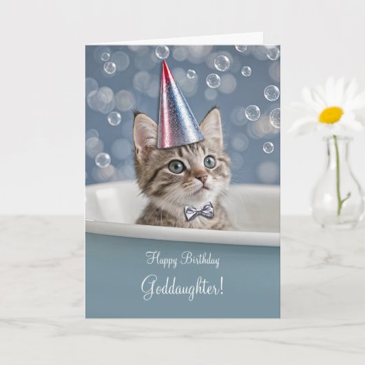 かわいい子猫とお誕生日おめでとう 義理の娘さんへ カード (小さな植物)