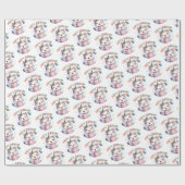 かわいい子猫とお誕生日ケーキとバルーン ラッピングペーパー (フラット)