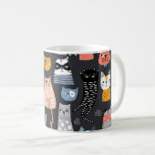 かわいい子猫とのシームレスな柄 コーヒーマグカップ (正面右)