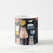 かわいい子猫とのシームレスな柄 コーヒーマグカップ (中央)