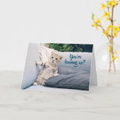 かわいい子猫との別れ カード (黄色い花)