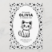 かわいい子猫との子供のすごい誕生日パーティー 招待状 (正面)