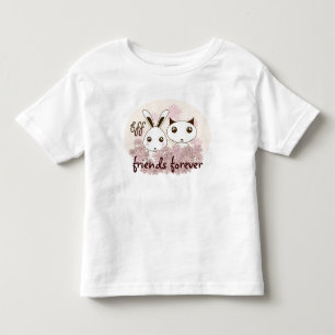 かわいい子猫とウサギの動物のベストフレンドガール トドラーTシャツ