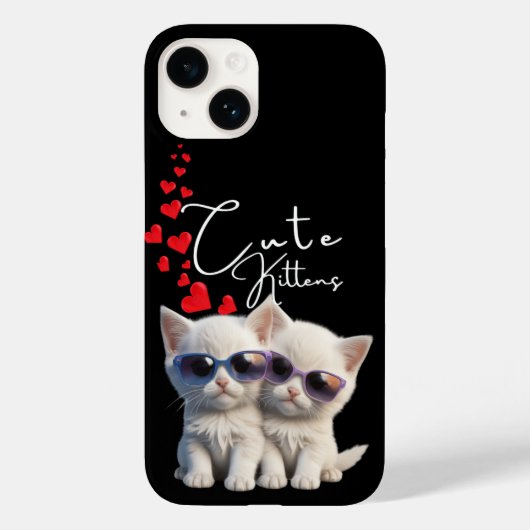 かわいい子猫とハートの流れ Case-Mate iPhoneケース (裏面)