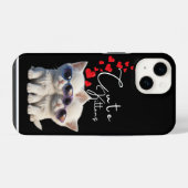 かわいい子猫とハートの流れ iPhoneケース (裏面横)