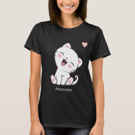 かわいい子猫とハートのTシャツ Tシャツ