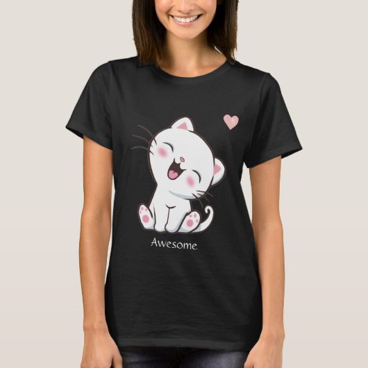 かわいい子猫とハートのTシャツ Tシャツ (正面)
