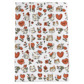 かわいい子猫とハート抱き枕：スイートサプライズ ミディアムペーパーバッグ (裏面)