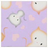 かわいい子猫とハート柄 ファブリック (クローズアップ)