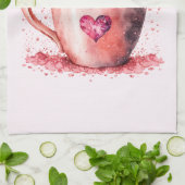 かわいい子猫とハート キッチンタオル (折り畳み)