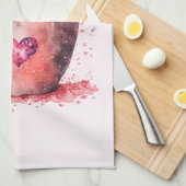 かわいい子猫とハート キッチンタオル (四つ折り)