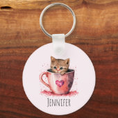 かわいい子猫とハート キーホルダー (正面)