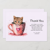 かわいい子猫とハート サンキューカード (正面/裏面)