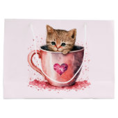 かわいい子猫とハート ラージペーパーバッグ (裏面)