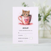 かわいい子猫とハート 出欠カード (スタンド正面)