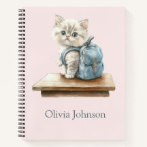 かわいい子猫とバックパックパーソナライズされた手帳