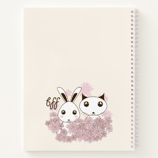 かわいい子猫とバニー動物の友達ガールズキッズ ノートブック (裏面)