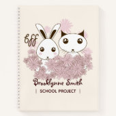 かわいい子猫とバニー動物の友達ガールズキッズ ノートブック (正面)