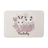 かわいい子猫とバニー動物の友達ガールズキッズ バスマット (正面)