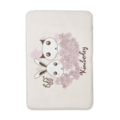 かわいい子猫とバニー動物の友達ガールズキッズ バスマット (正面縦)