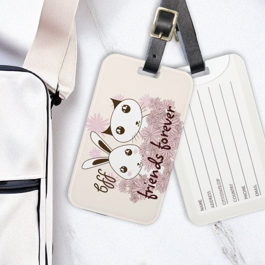 かわいい子猫とバニー動物の友達ガールズキッズ ラゲッジタグ